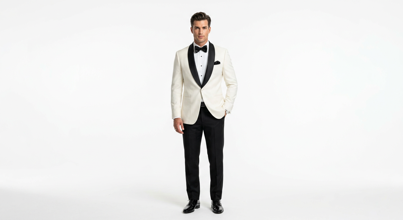 Ivory & Black Shawl Collar Tuxedo