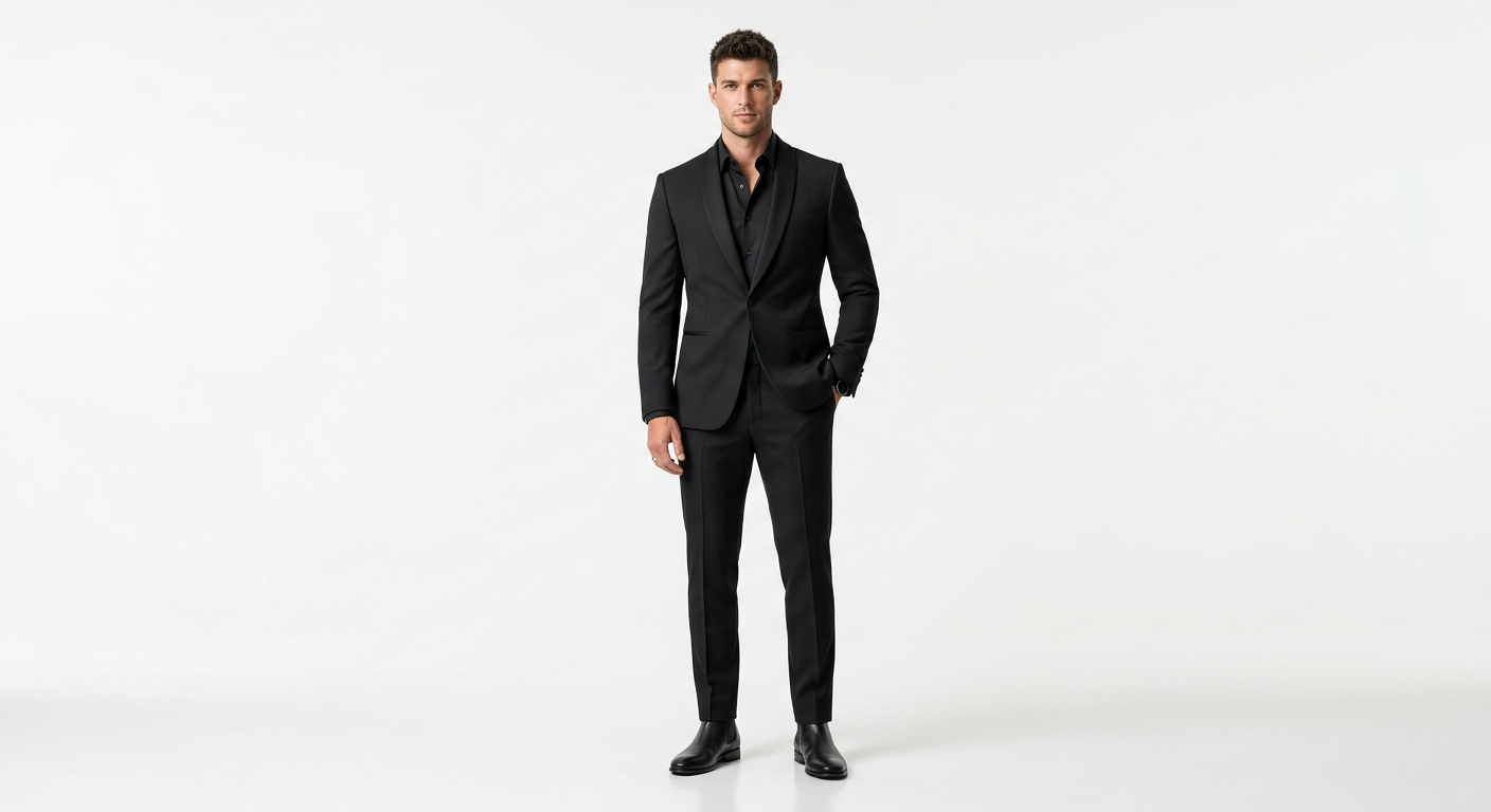 Modern Slim Fit Black Shawl Lapel Tuxedo